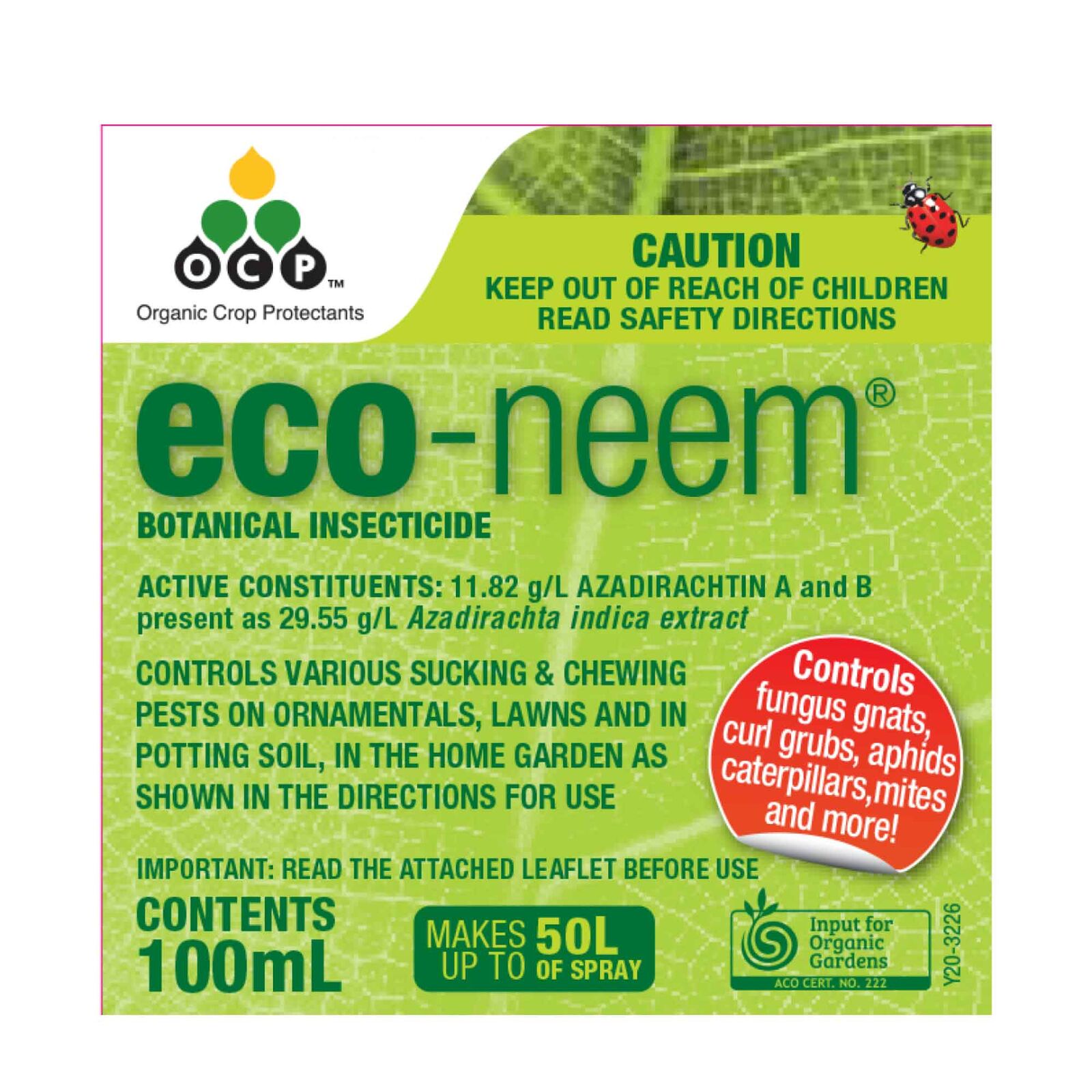 100ml Eco Neem Oil Botanical Organic Insecticide Econeem Sucking Lawn Grubs Pest Price