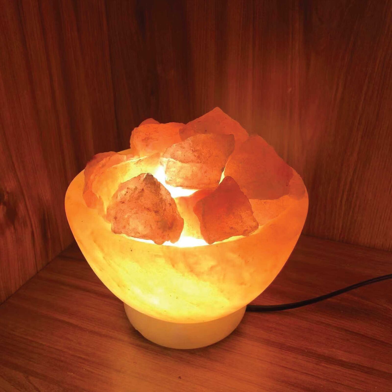 12V 12W Fire Bowl Himalayan Pink Salt Lamp Carved Rock Crystal Light Bulb On/Off Price