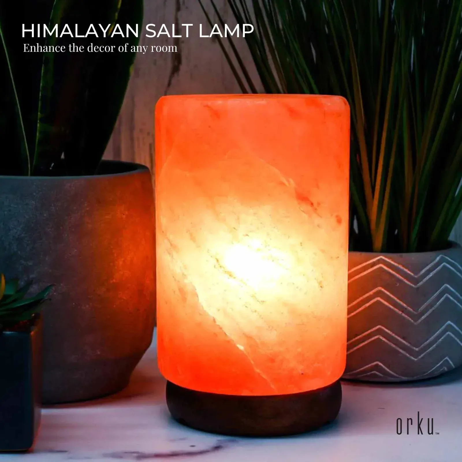 USB Himalayan Salt Lamp - Cylinder Carved Shape Pink Crystal Rock LED Light Price