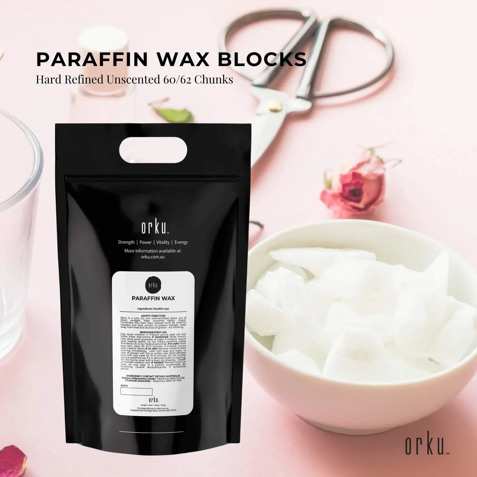 5Kg Paraffin Wax Blocks - Refined Hard Unscented Chunks 60/62 Candle Soap Making Price