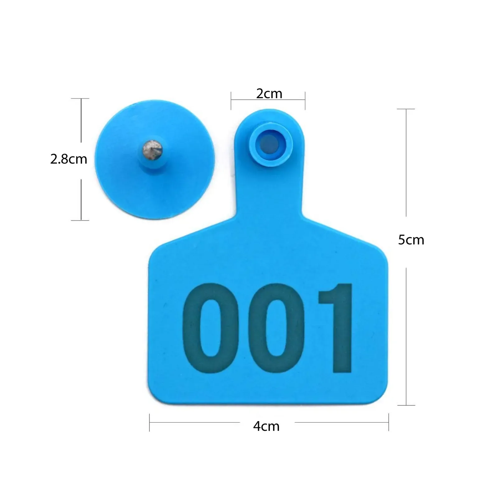 1-100 Cattle Number Ear Tags 5x4cm Set - Small Blue Pig Goat Livestock Label Price