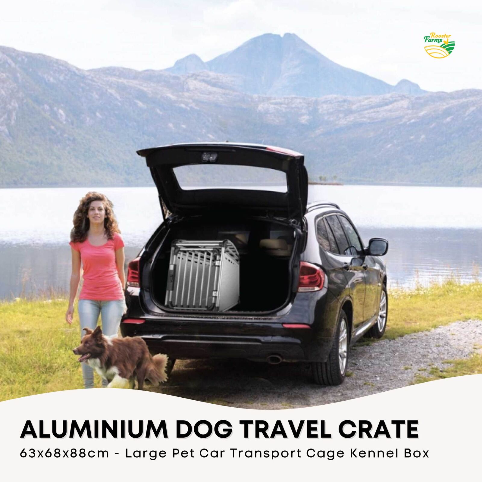 Aluminium Dog Travel Crate 63x68x88cm - Large Pet Car Transport Cage Kennel Box Price