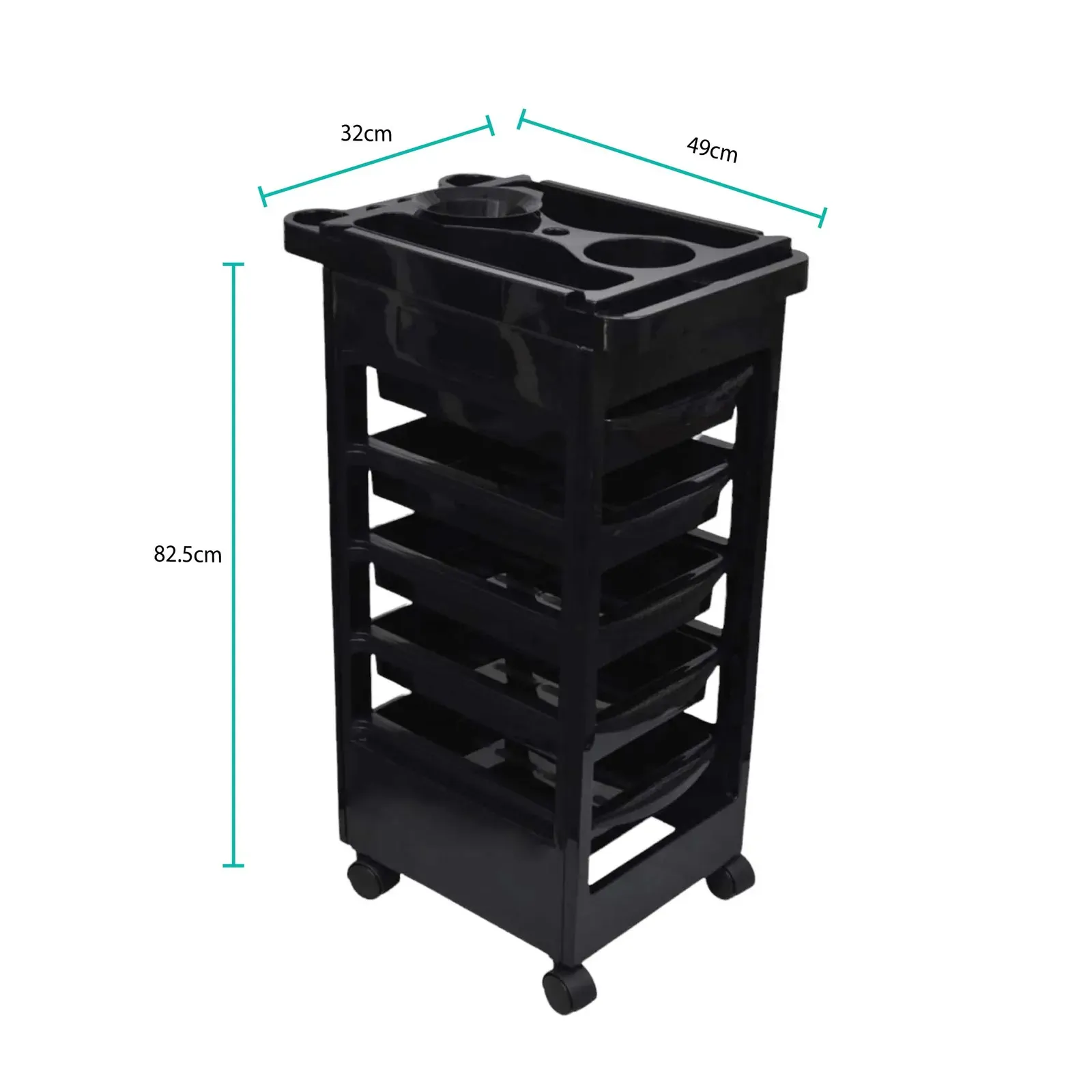 6 Tier Hairdressing Trolley Black 82x49x32cm Salon Hair Colouring Rolling Cart Price