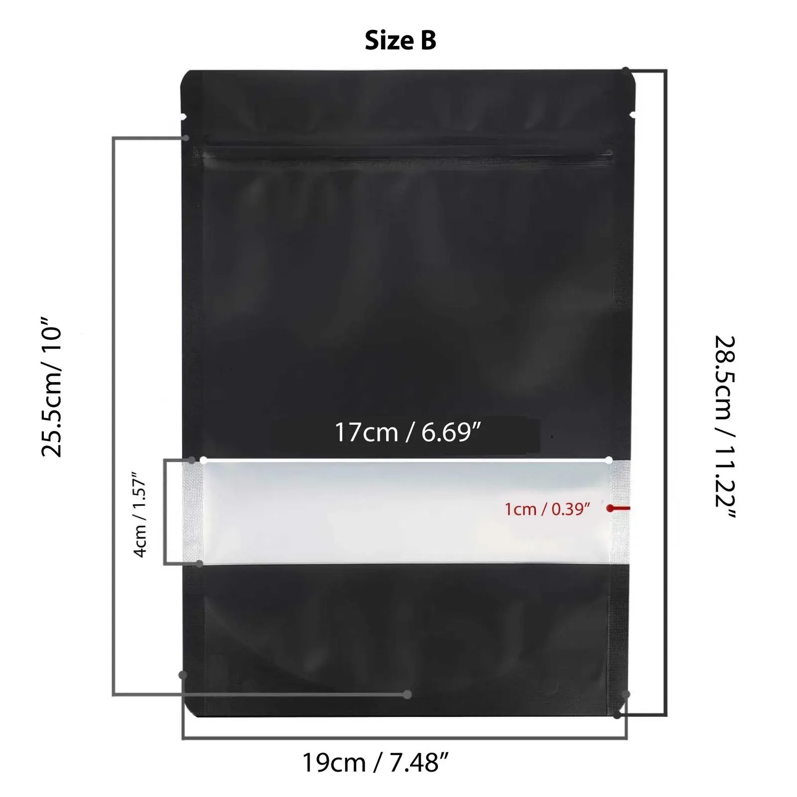 100 Resealable Mylar Stand Up Bags 28.5x19cm - Black Food Packaging Zip Pouch Price