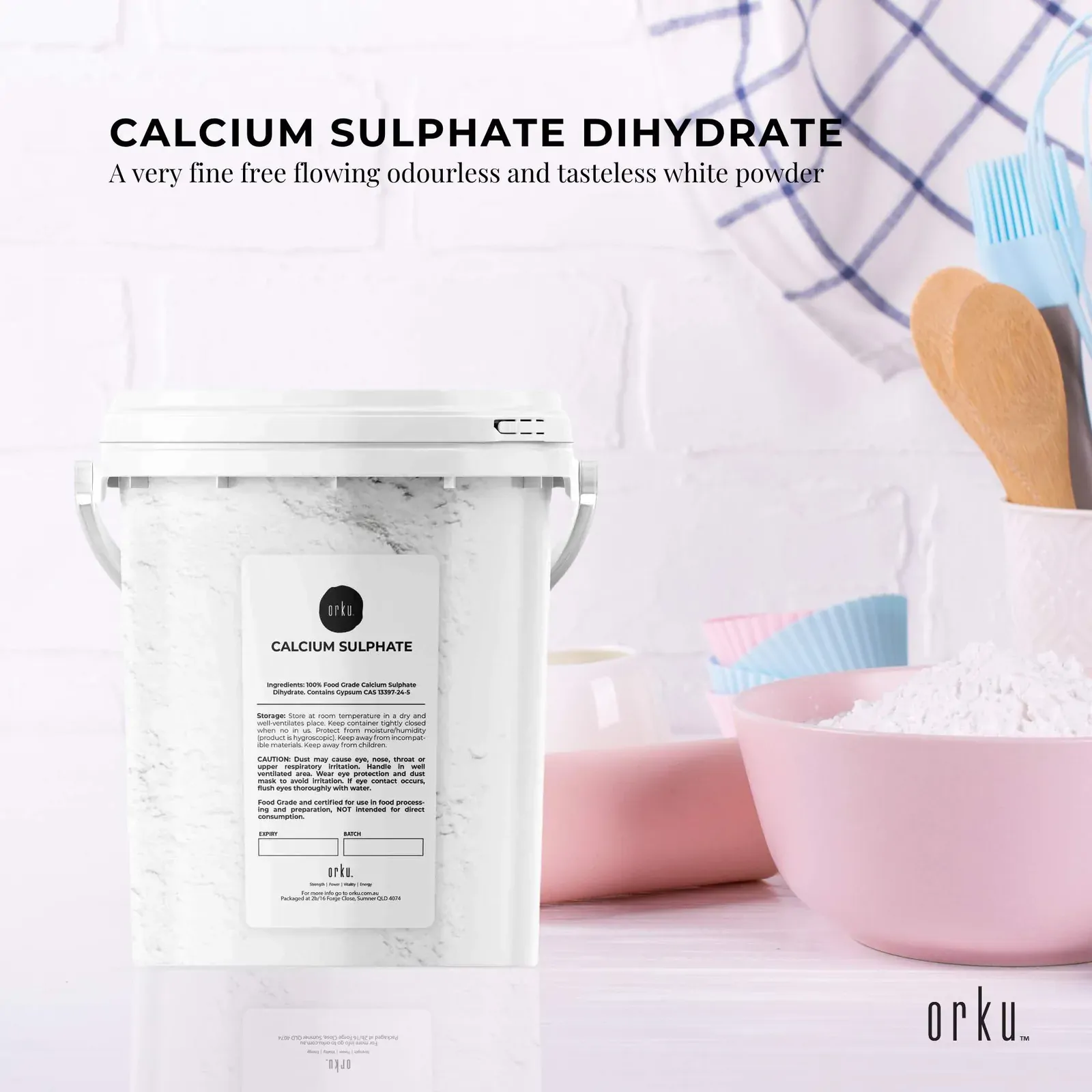 1Kg Calcium Sulphate Gypsum Powder Bucket- Food Grade Hydrous Sulfate Price