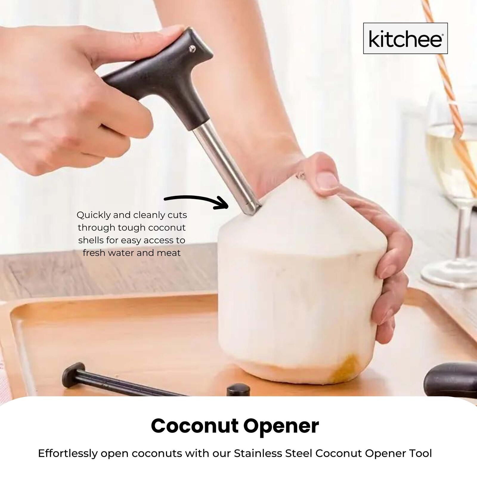 5x Kitchee Coconut Opener - Stainless Steel Hole Punch Kitchen Tool Price