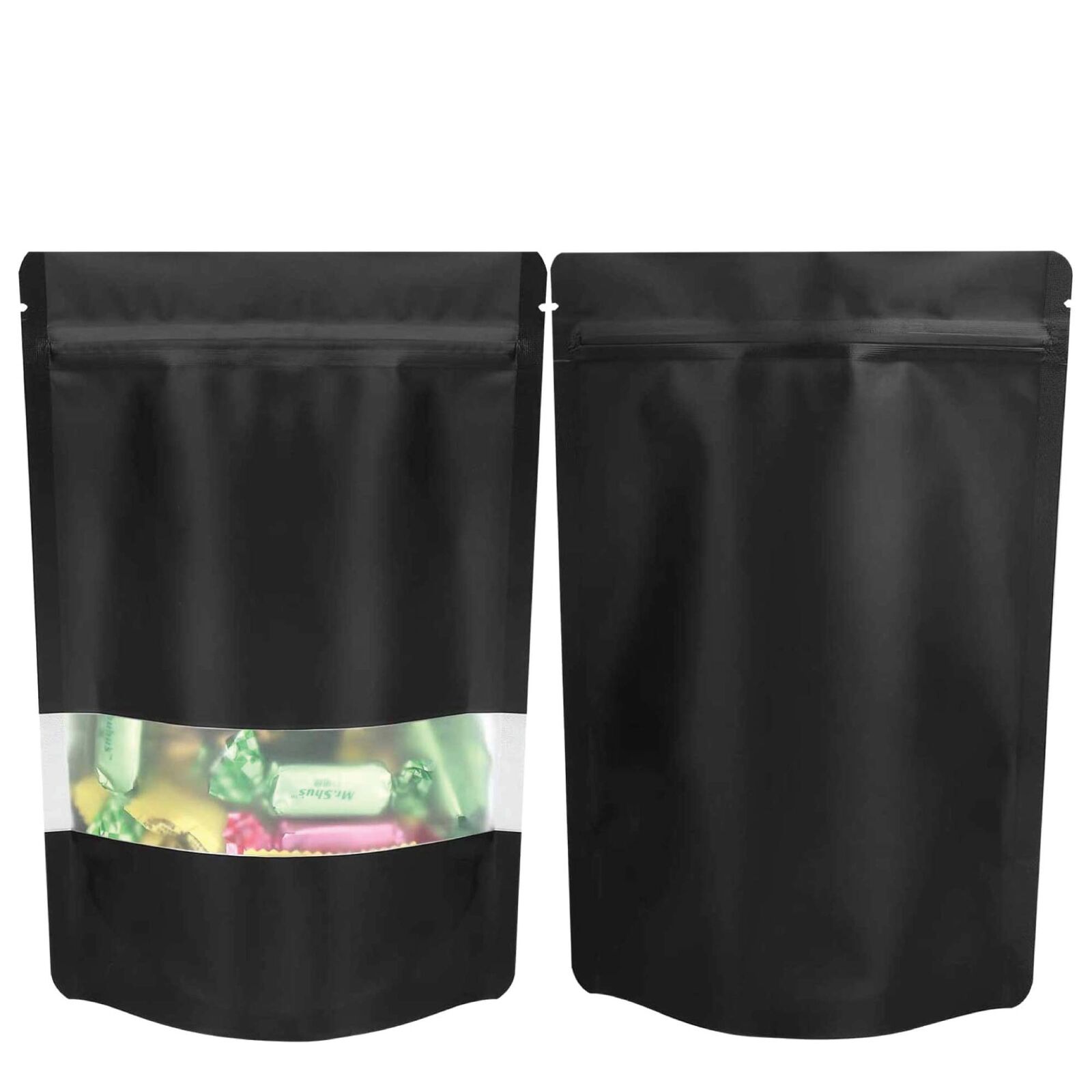 100 Resealable Stand Up Bags 21x17cm - Black Food Packaging Zip Pouch Price