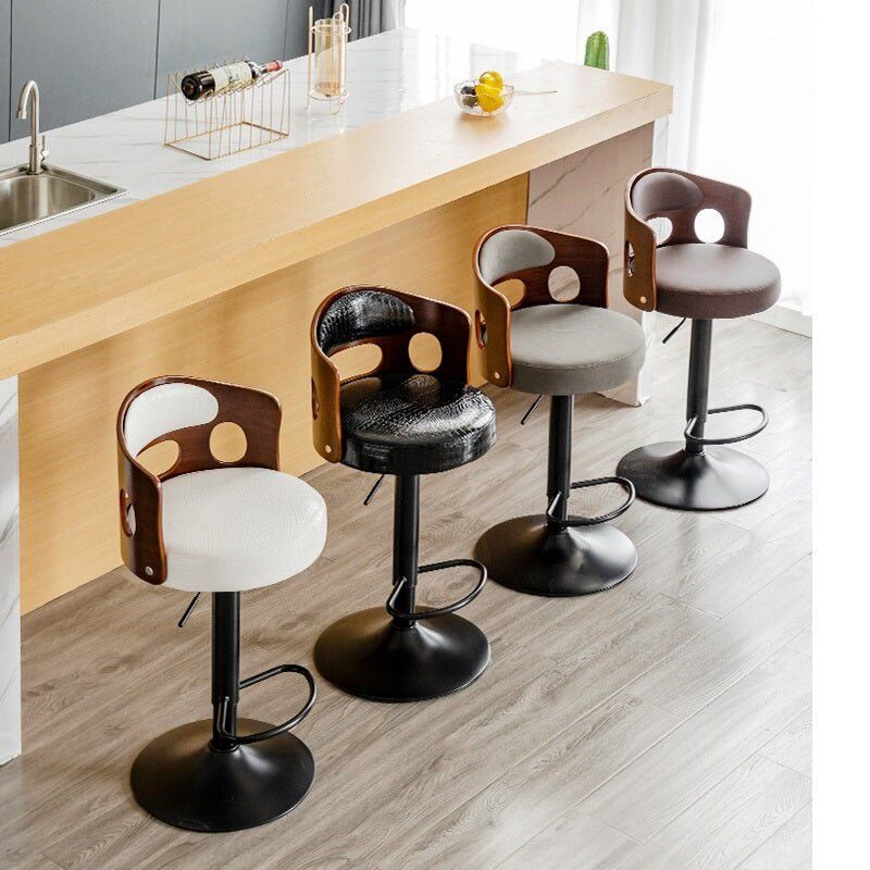 Bar Stools Kitchen Bar Stool Leather Barstools Swivel Gas Lift Counter Chairs- Black Price