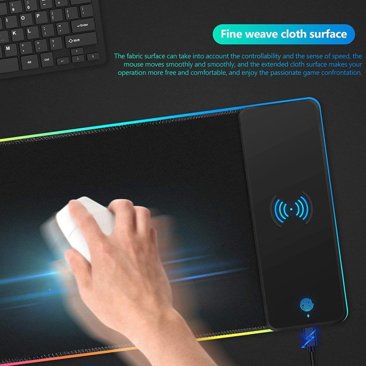 RGB Wireless 15W Oversized Charger Mouse Pad 800x300 MM Gaming Mouse Pad Price