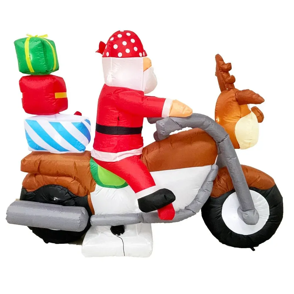 Radiant Christmas Lights Elk Motorcycle Gift Xmas Inflatable Santa 2.1m Long Price