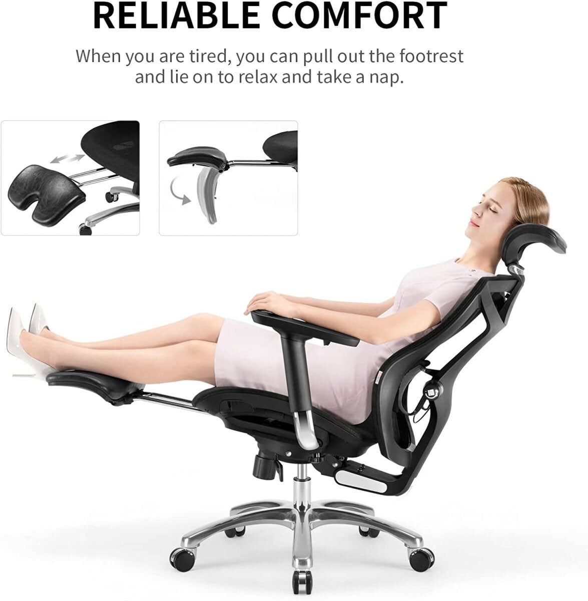 Sihoo Ergonomic Office Chair V1 4D Adjustable High-Back Breathable With Footrest And Lumbar Support Grey Price