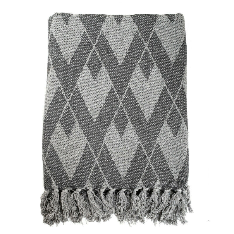 Soft Cotton Handloom Bed & Sofa Throw Blanket Plaid Pattern Grey Price