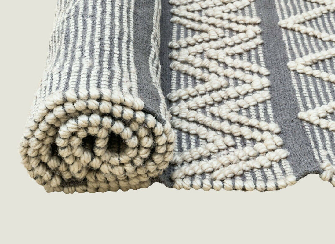 Boho Style Hand Loomed Recycle Cotton Wool Woven Design Rug 150 x 200 cm Price