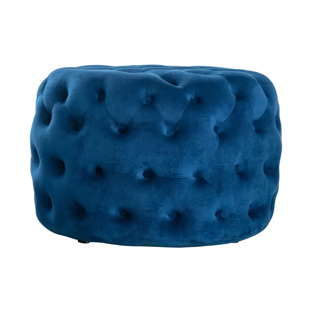 Round Velvet Ottoman in Navy Price