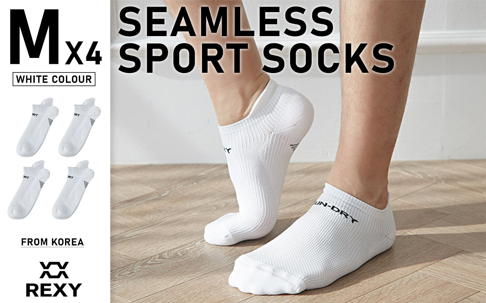 8X Rexy Seamless Sport Sneakers Socks Medium Non-Slip Heel Tab WHITE Price