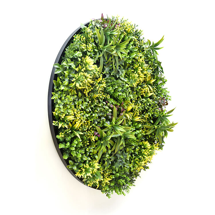 Artificial Green Wall Plant Panel Disc Garden Flower Art 100cm Grassy UV Resistant-Fireworks Black Frame Price