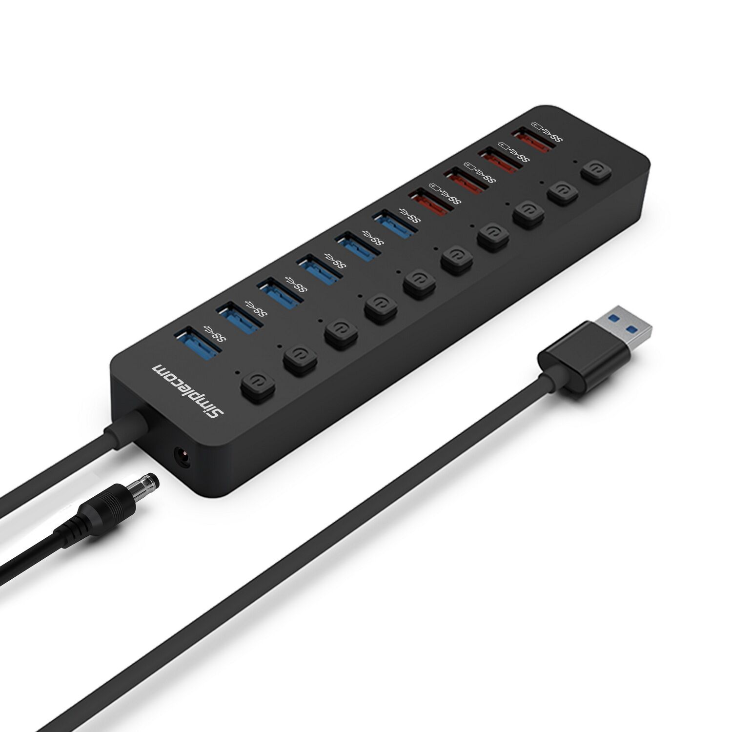 Simplecom CHU810 48W 10-Port USB 3.0 Hub and Charger with Individual Switches 12V/4A Power Adapter BC1.2 Fast Charging Price