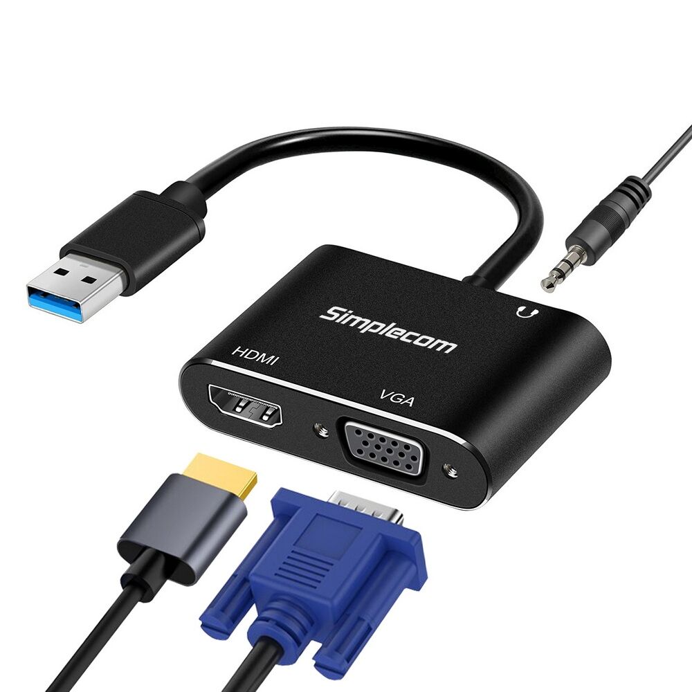 Simplecom DA316A USB to HDMI + VGA Video Card Adapter with 3.5mm Audio Price