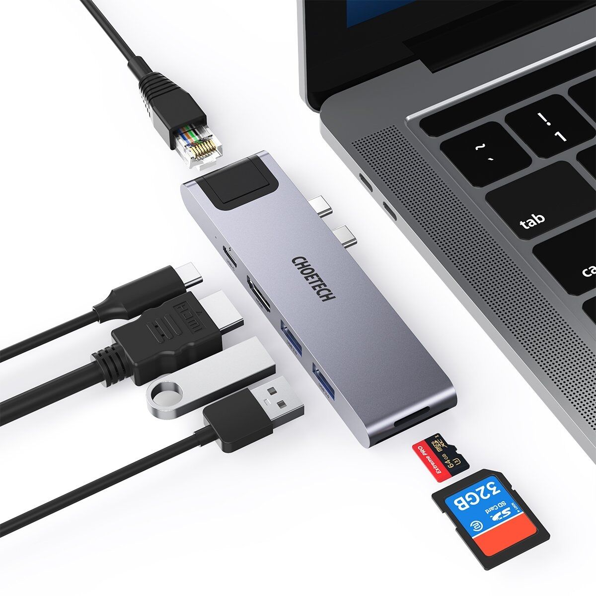 CHOETECH HUB-M24 7-in-2 MacBook Pro/Air USB Adapter USB-C Hub Price