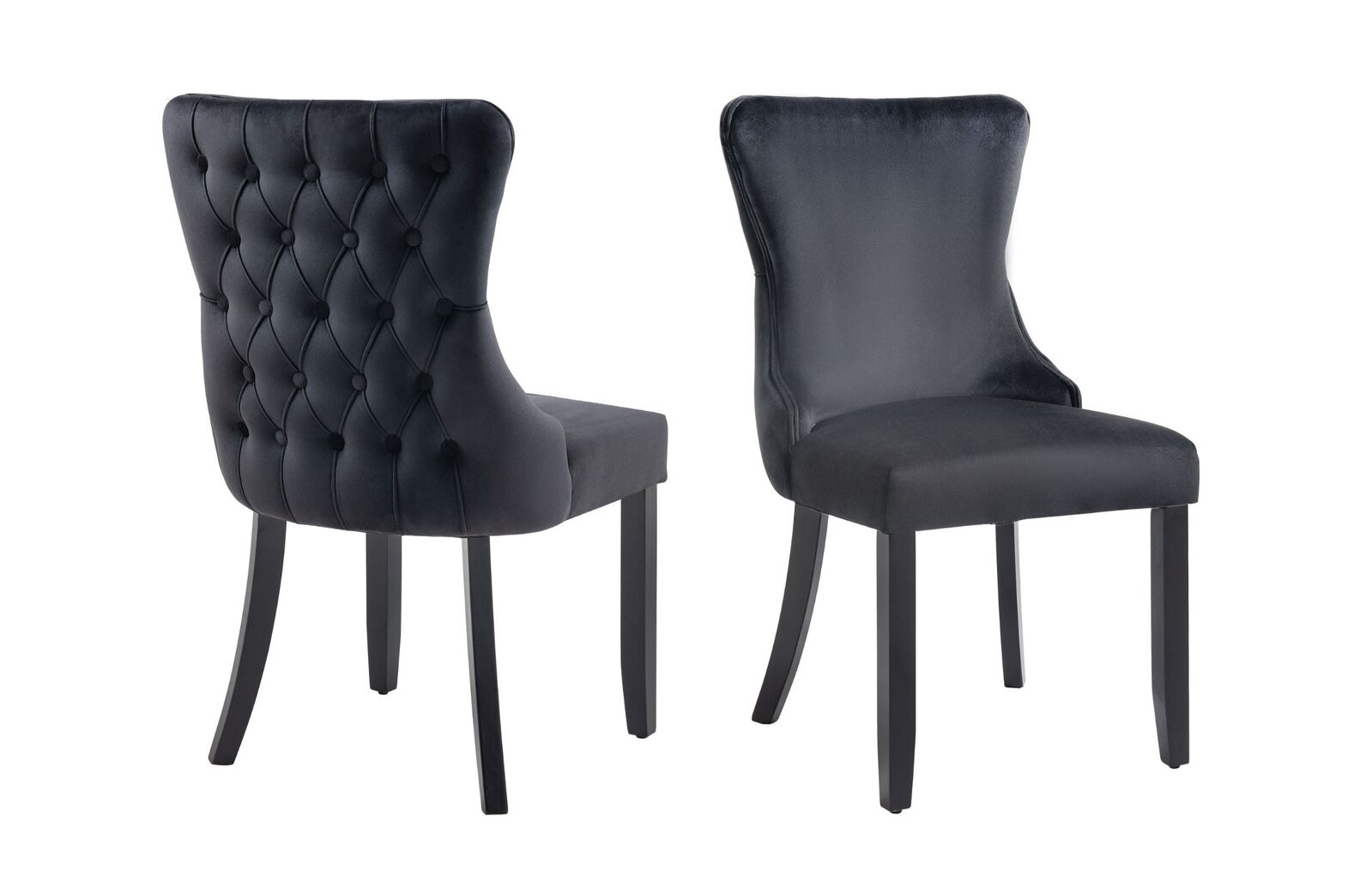 Paris Black Velvet and black Rubberwood Upholstered Dining Chairs Tufted Back -Set of 2 Price