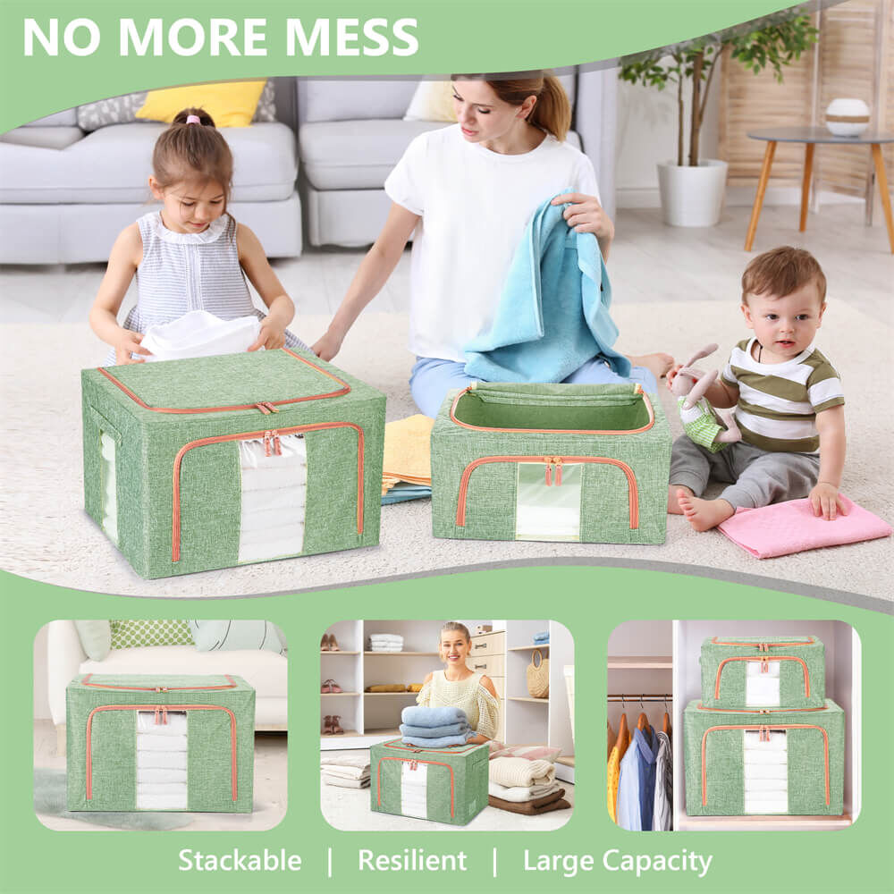66L Cloth Storage Box Closet Organizer Storage Bags Clothes Storage Bags Wardrobe Organizer Idea GREEN Price