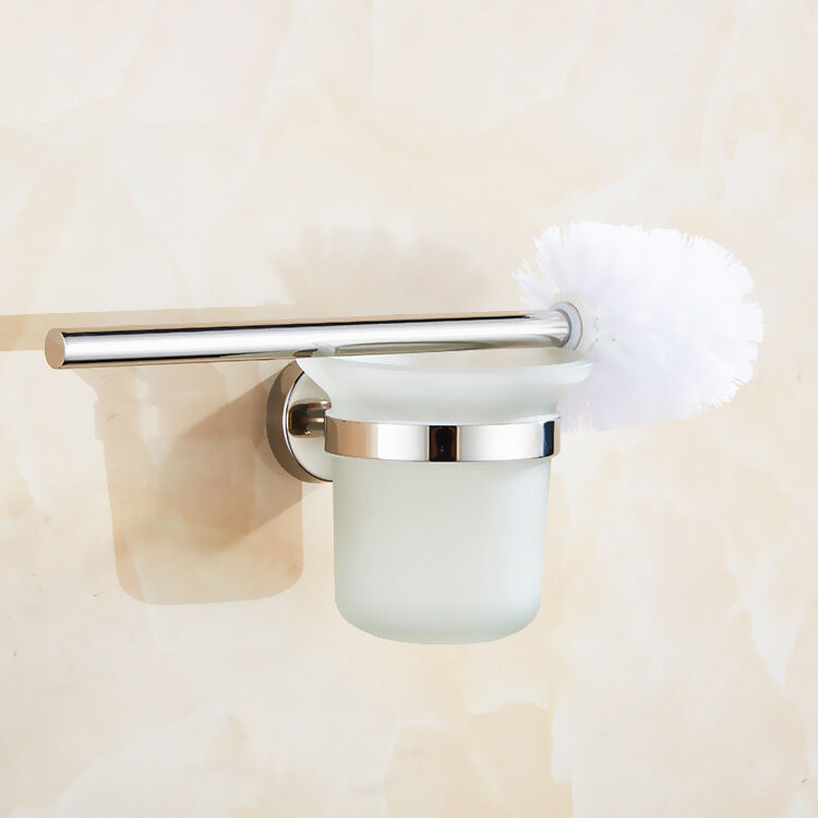 Toilet Brush Holder Wall Mount Rustproof Frosted Glass for Bathroom Price