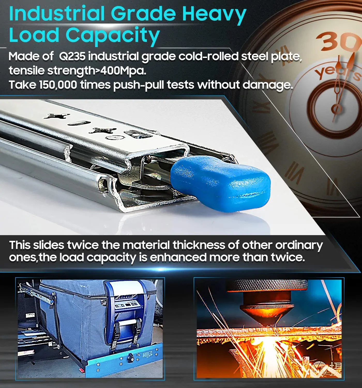 40in Pair 1000 - 2000mm 150KG Capacity Heavy Duty Trailer Drawer Slides Rails Runners Locking Price