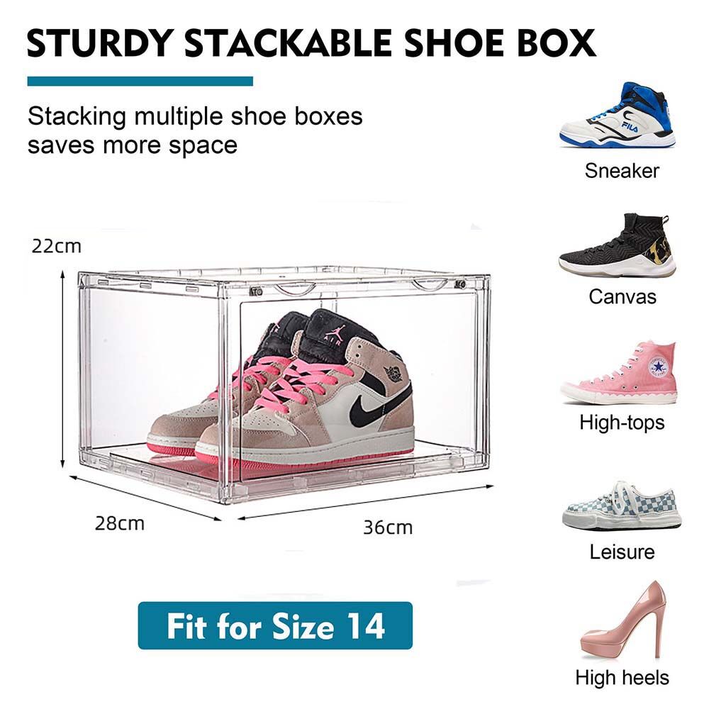 1 Pack Large Acrylic Shoe Box Storage Side Door Open Stackable Boxes Transparent Clear Display Case Price