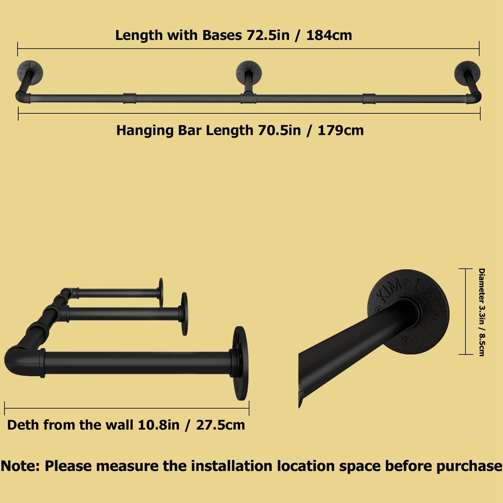 184cm Clothing Racks for Hanging Clothes Garment Rack Industrial Pipe clothes Rack Drying Rack Price