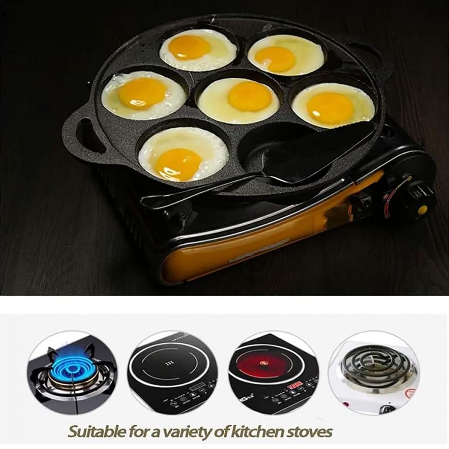 7 Cup Cast Iron Egg Frying Pan Divided Egg Skillet Pan Fried Egg Pan Cooker Pancake Egg Fryer Price
