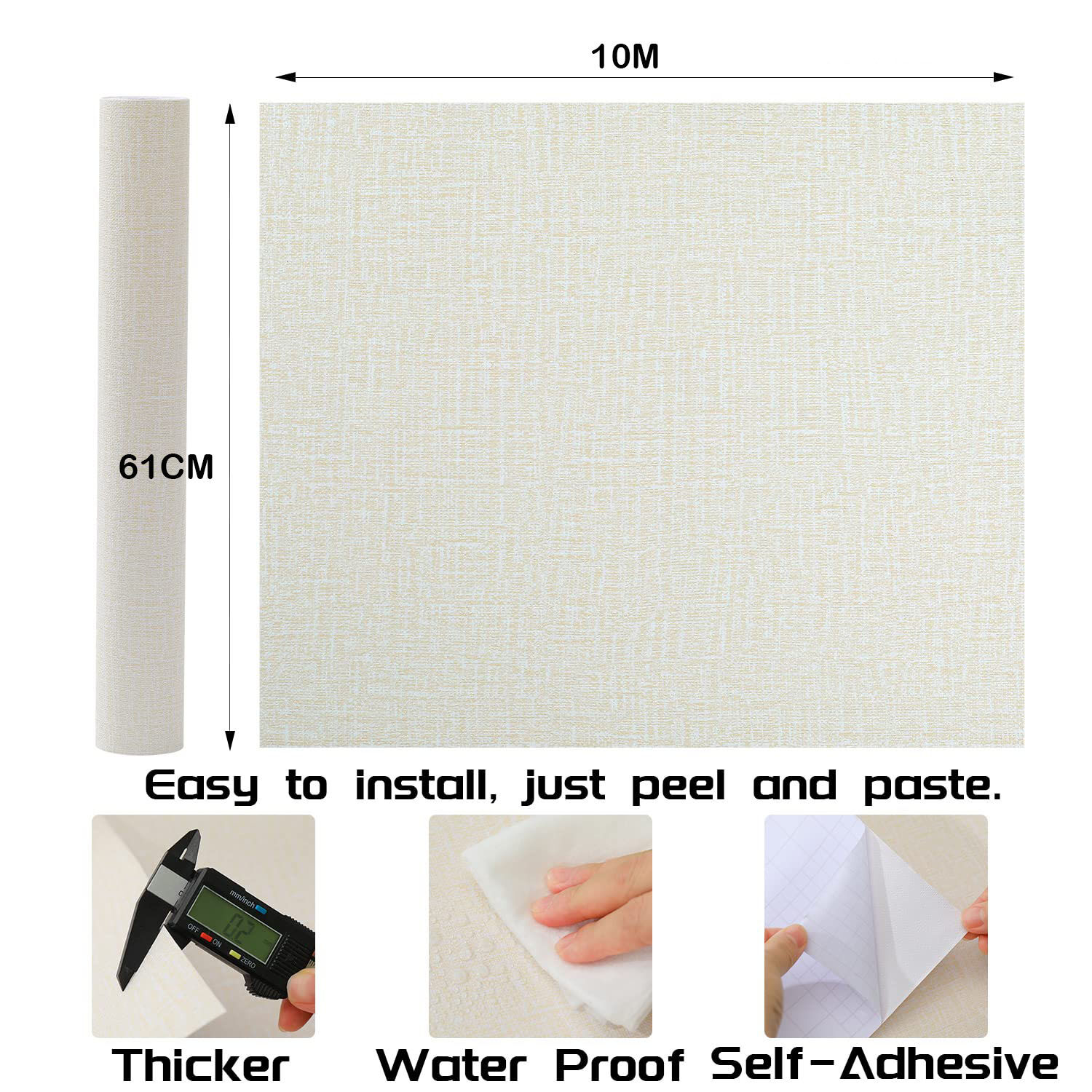 61cm x 10m beige Wallpaper Decor Faux Grasscloth Paper Wall Paper Self Adhesive Removable Price