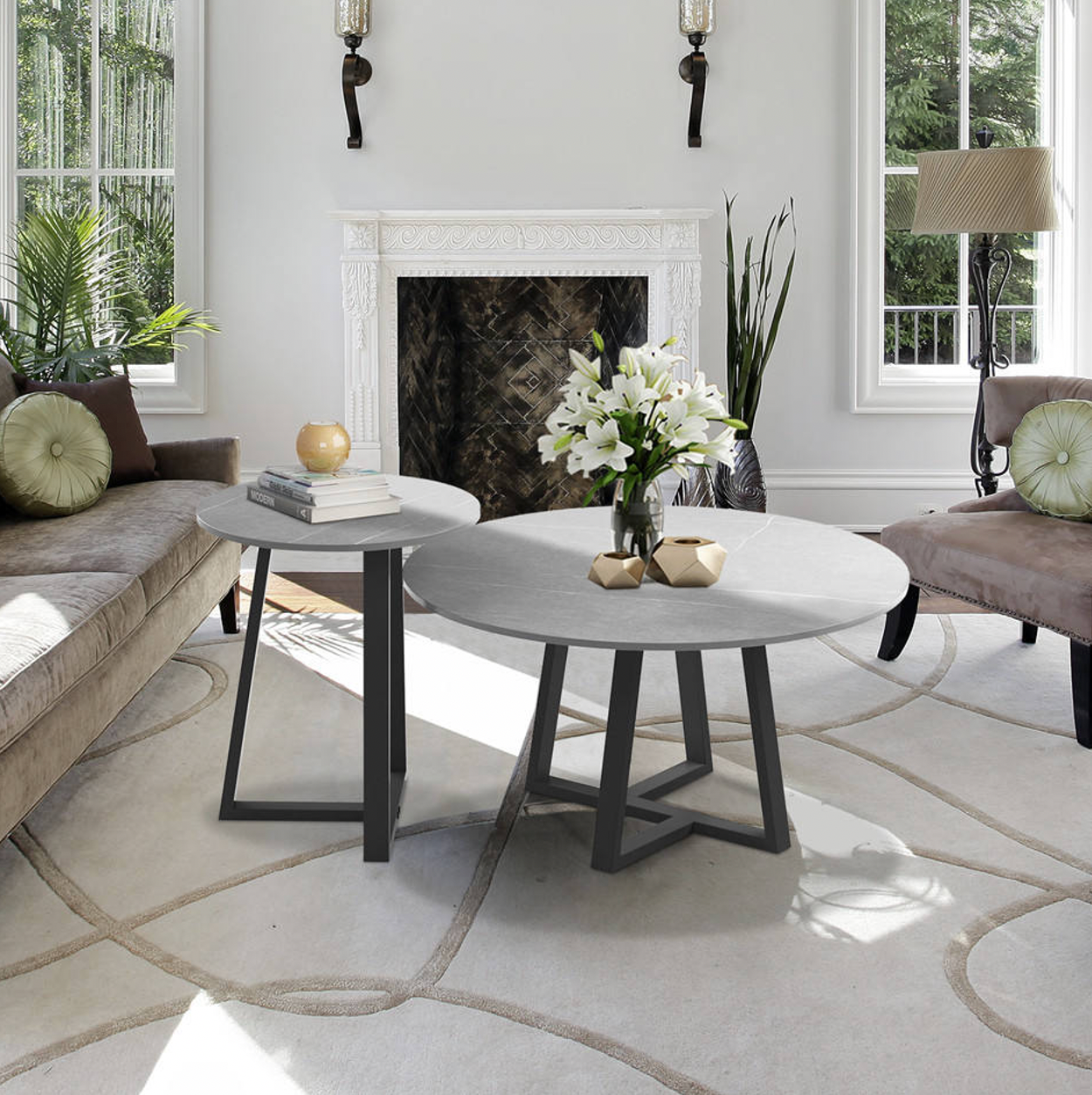 Broadway Two Tier Stone Coffee Table Set Price