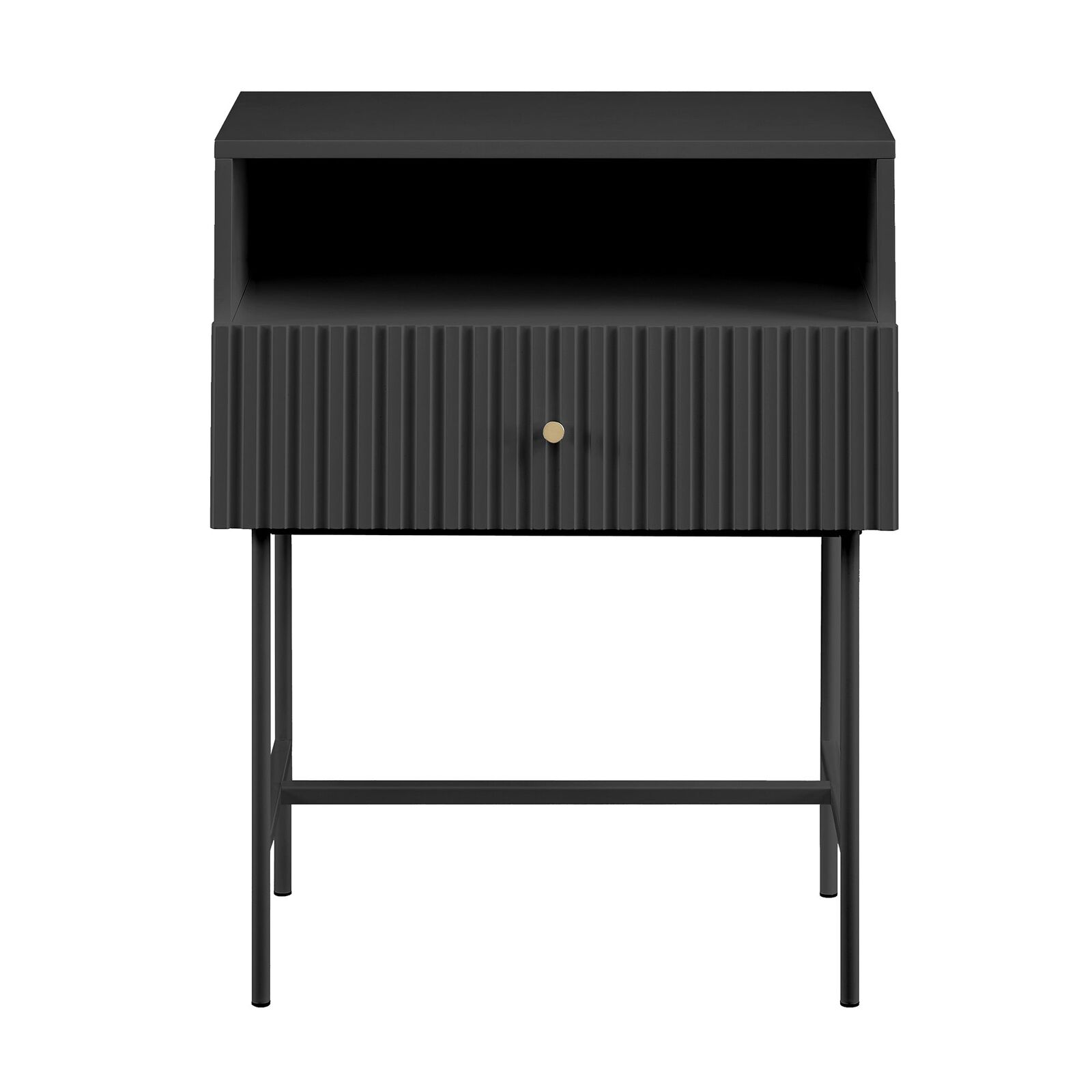 Slender Fluted Bedside Table in Black Price