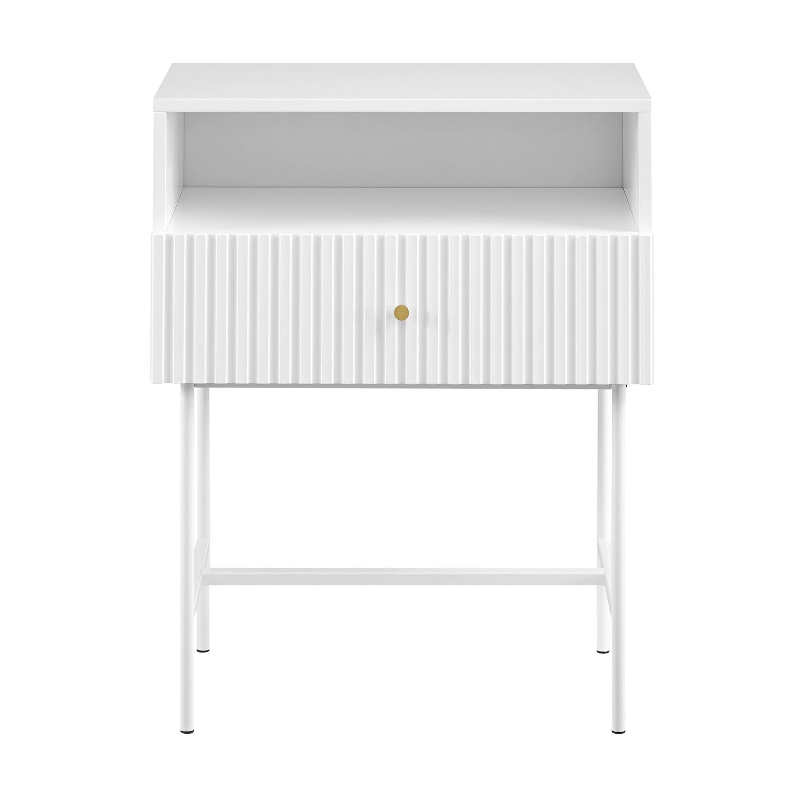 Slender Fluted Bedside Table in White Price
