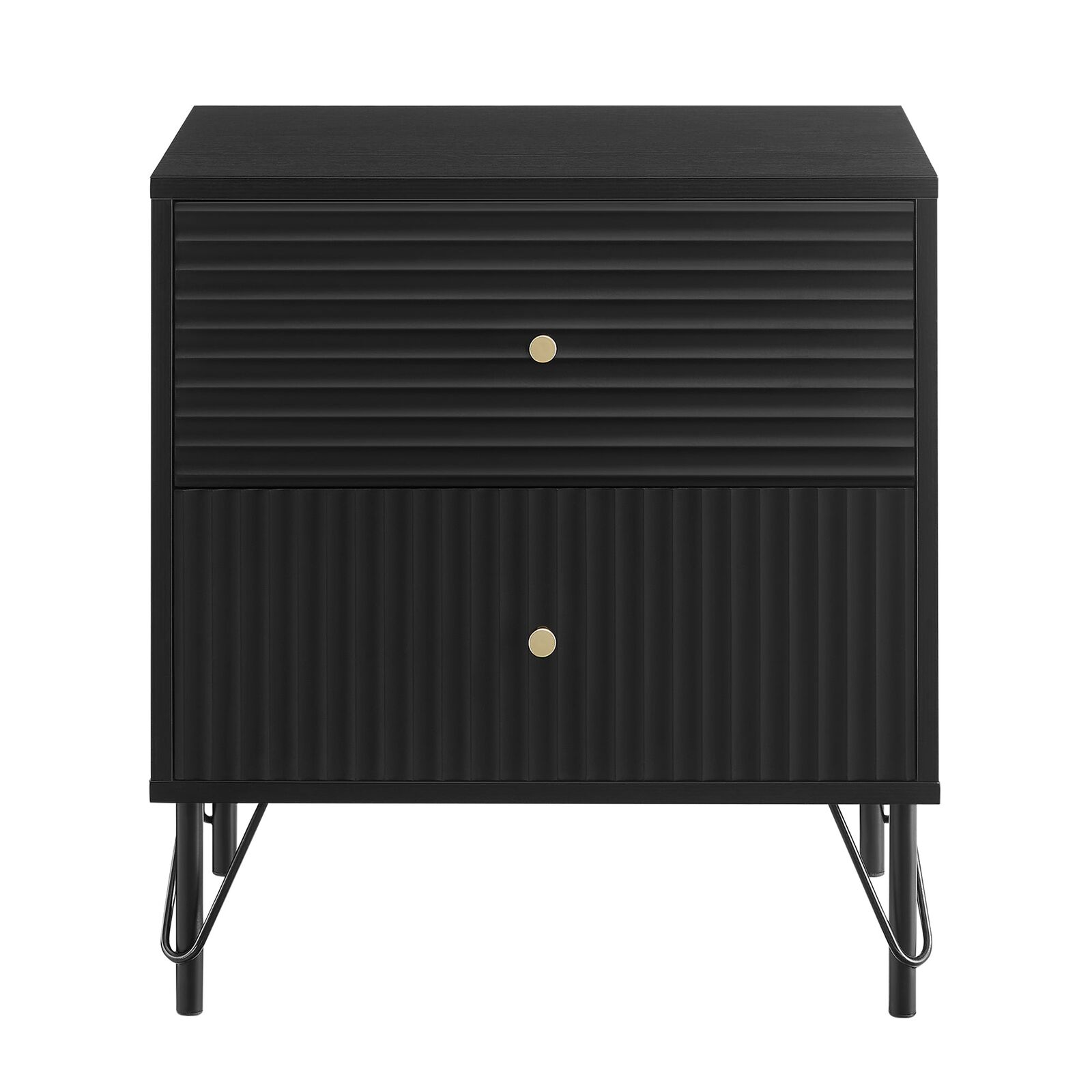 Lisa Wavy Fluted Bedside Table in Black Price