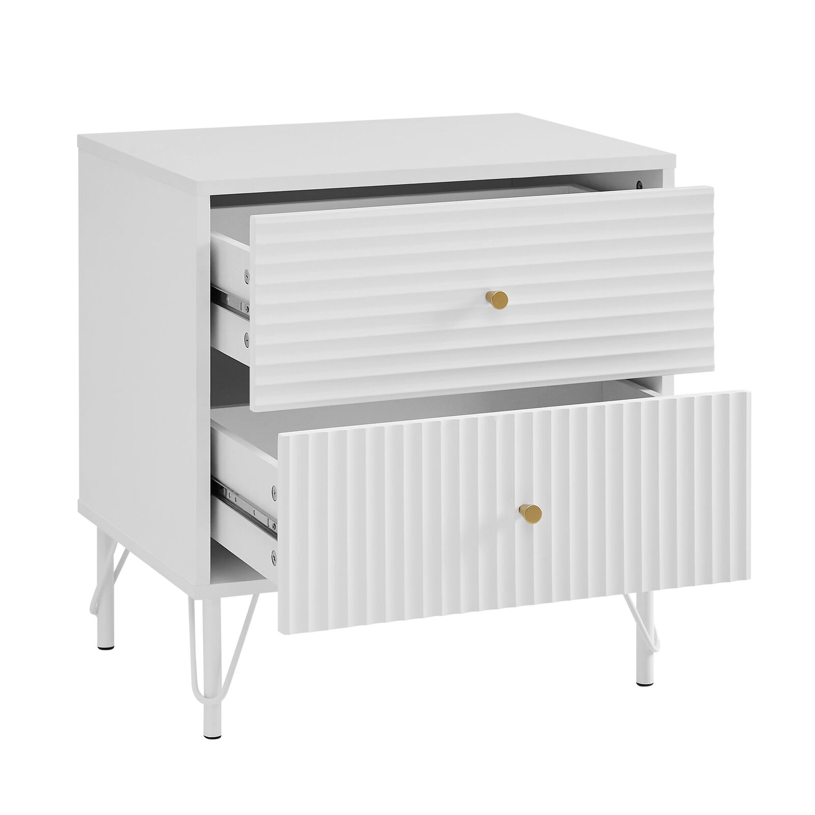 Lisa Wavy Fluted Bedside Table in White Price