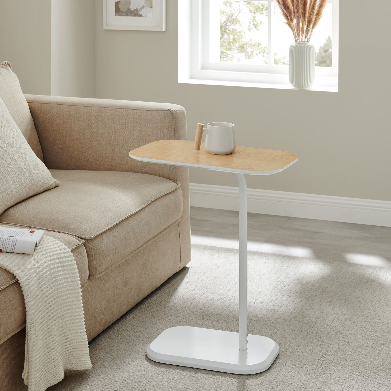 Hawthorn DEANNA Side Table in White and Light Oak Price