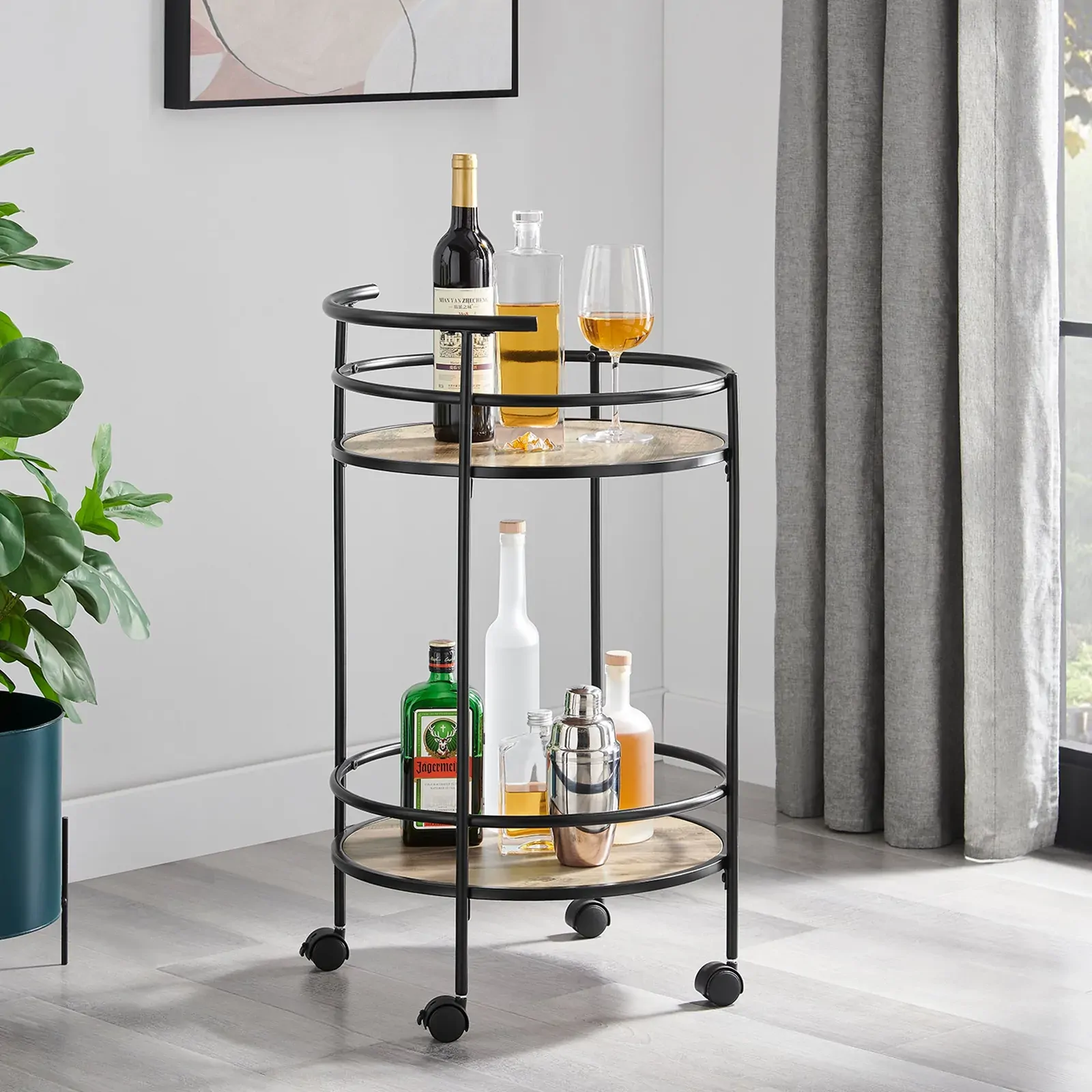 2 Tiers Kitchen Rolling Bar Cart In Natural Price