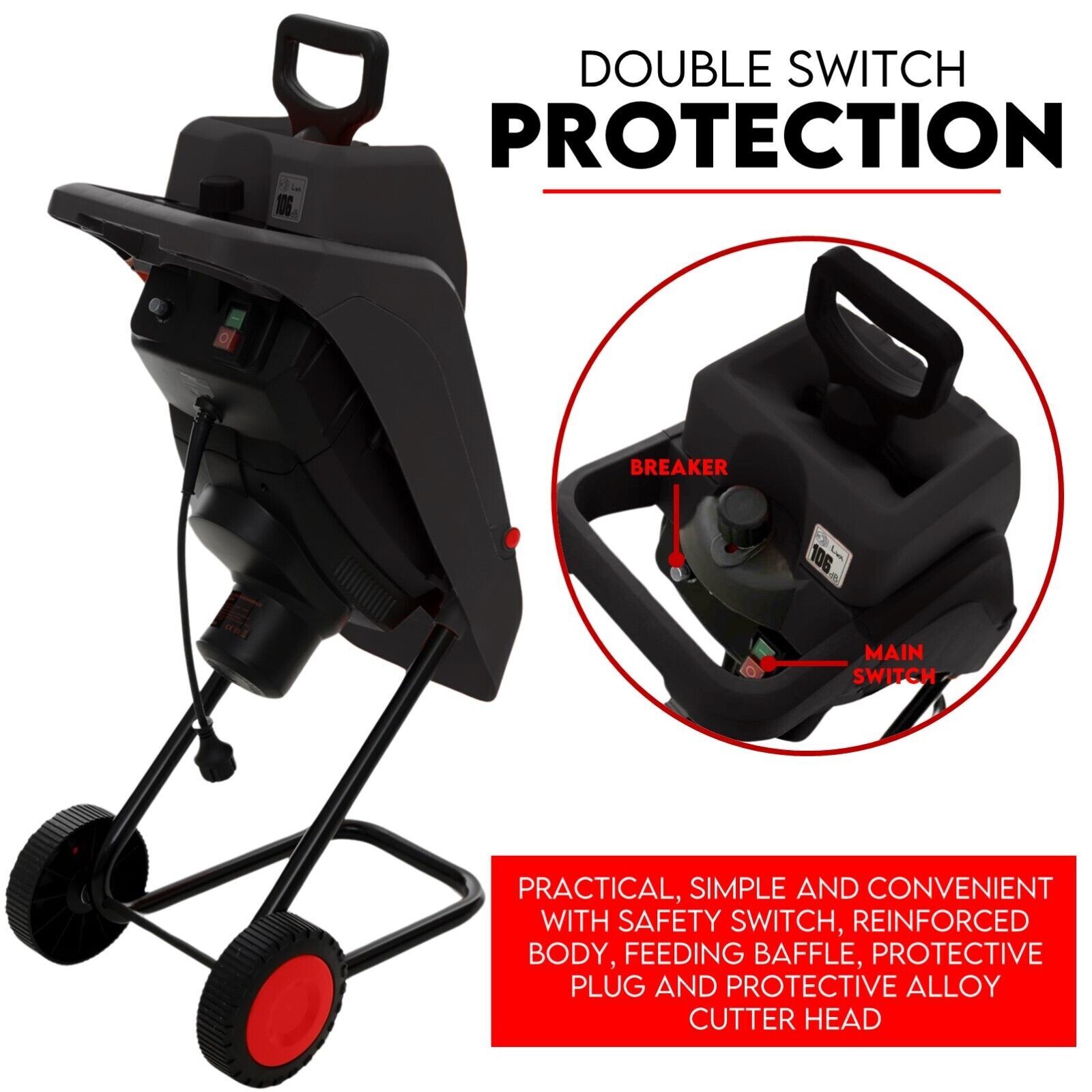 2500W Electric Garden Mulcher Shredder Portable Wood Chipper on Wheels w/ bag Price