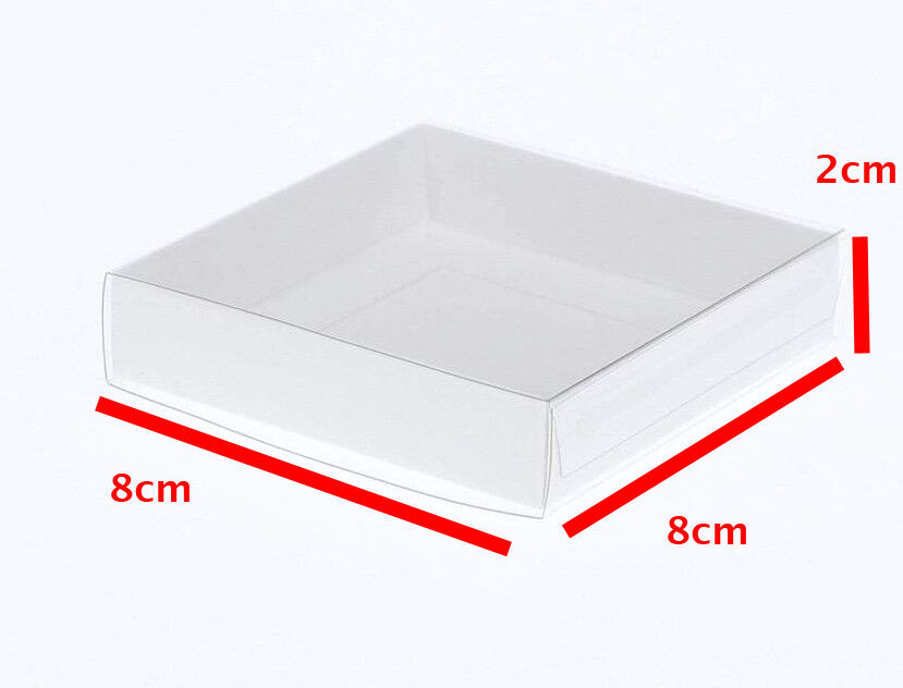 10 Pack of 8cm Square Wedding Invitation Coaster Favor Function product Presentation Cookie Biscuit Patisserie Gift Box - 2cm deep - White Card with C Price