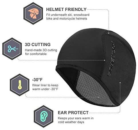 Helmet Fleece Inner Liner Cycling Skull Cap Winter Thermal MTB Mountain Cycling Cap for Men Women Headwear for Running Skiing & Winter Sports BLACK Ro Price