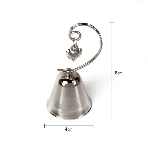 10 Pack of Silver Wedding Kissing Bell Name Card Stand Holder with Heart in Ring Bomboniere Favour Gift Price