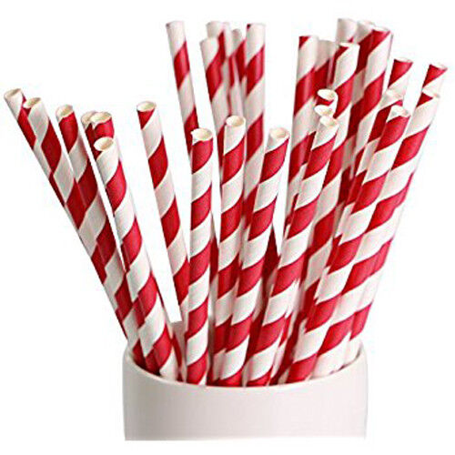 1000 Bulk Wholesale Pack Red White Drinking Straws Biodegradable Eco Paper Birthday Party Event Bistro Bar Cafe Take Away Price