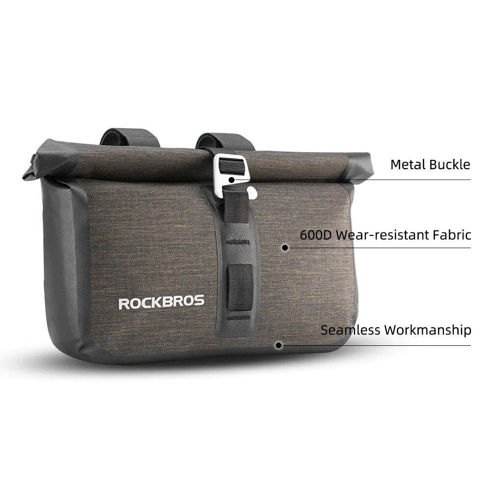Bike Roll Bag Handlebar Panniers MTB Road Hyybrid Cruiser Commute Bike Scooter Large 5-6L Capacity Waterproof Adjustable Straps Rockbros Price