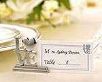 Wedding Name Card Place Stand Silver LOVE Letters - Wedding Anniversary or Engagement Party 10 pack Price