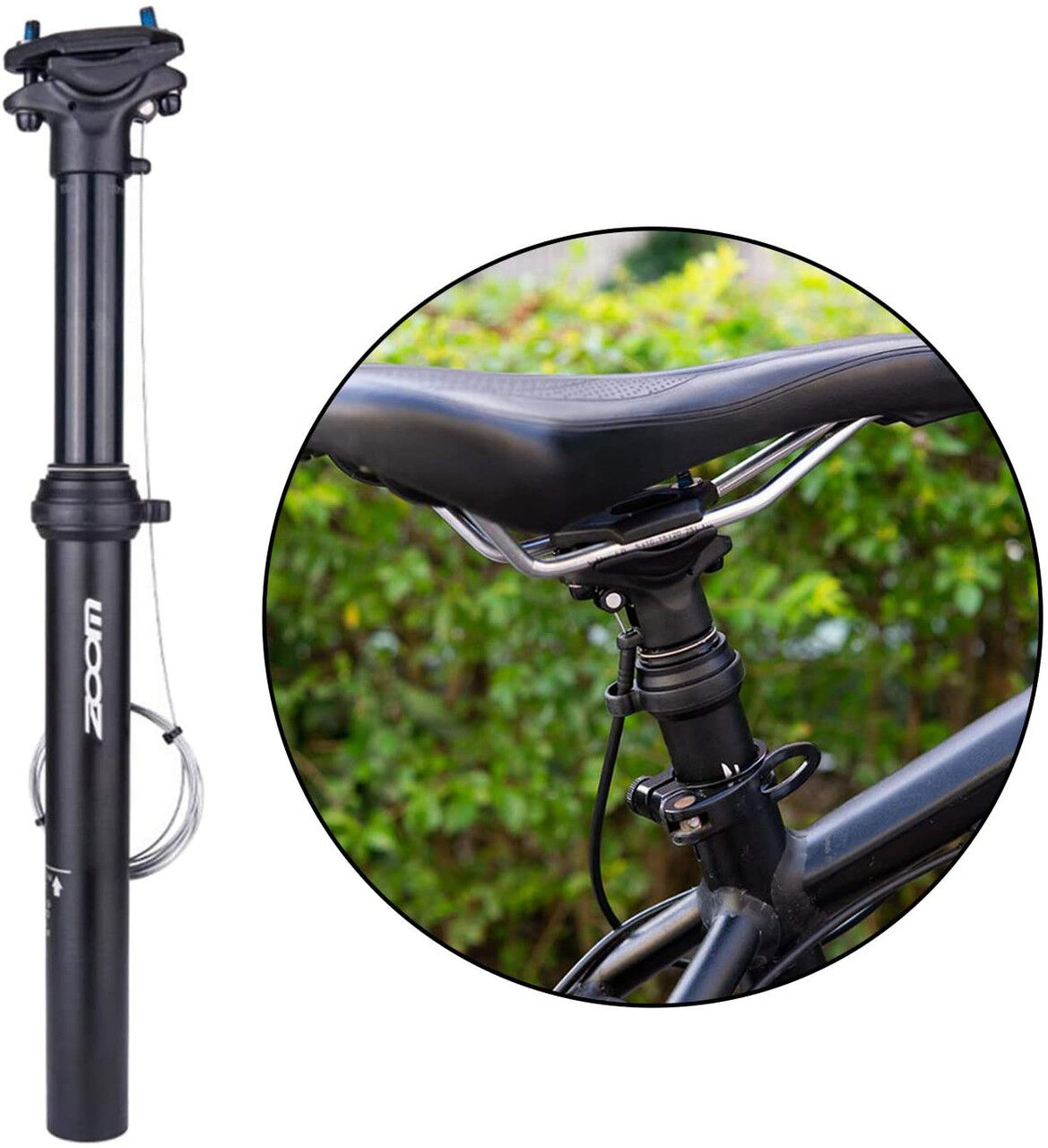 ZOOM SPD-801 Dropper Seatpost Adjustable Height via Thumb Remote Lever - External Cable 31.6 Diameter 100mm Travel Price