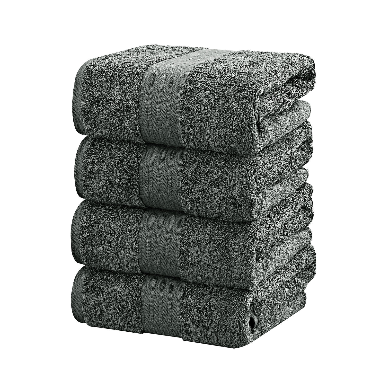 4 Piece Cotton Bath Towels Set - Charcoal Price