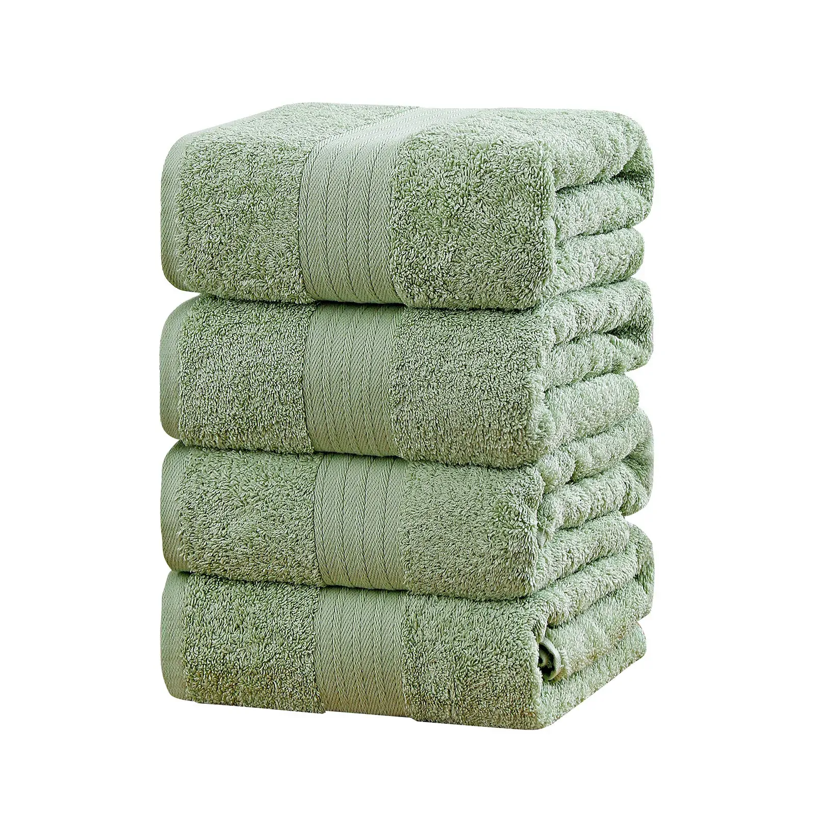 4 Piece Cotton Bath Towels Set - Sage Green Price