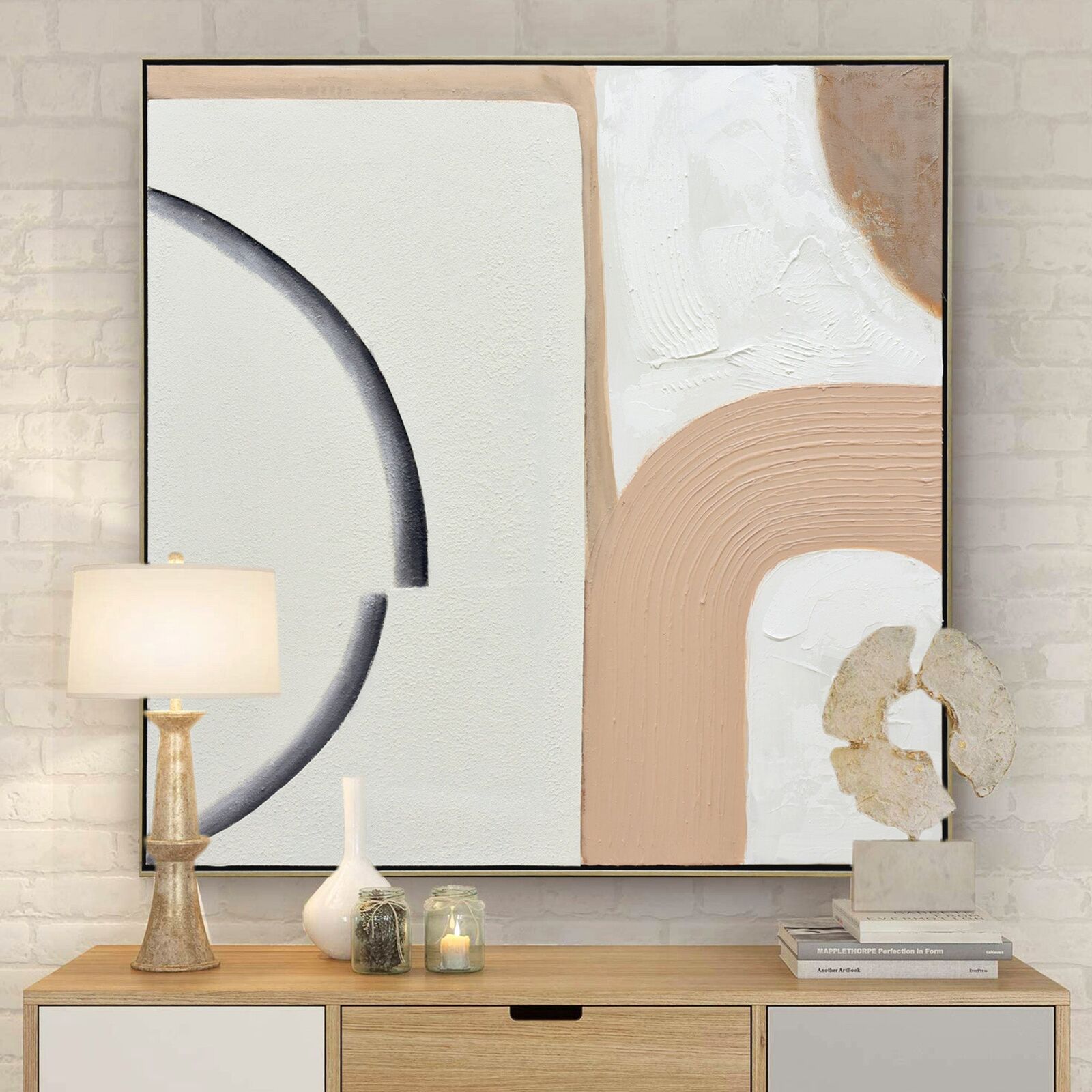 100X100cm Duality Dance Champagne Framed Hand Painted Canvas 3D Wall Art Price