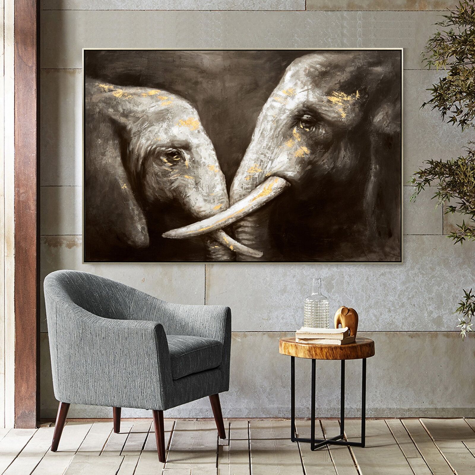 120X80cm Tusker Ties Champagne Framed Hand Painted Canvas Wall Art Price